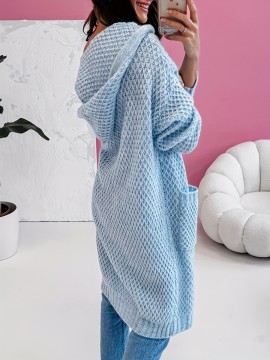 Solid Color Hooded Long Pocket Women's Cardigan - New Autumn/Winter Casual Loose Sweater Jacket