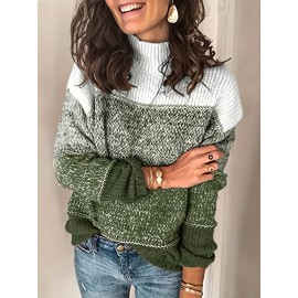 Striped Women's Pullover Sweater Winter Knitwear Long Sleeve Warm Top Basic Elegant Casual Oversized Loose Fit Long Cardigan Seasonal Hot Item