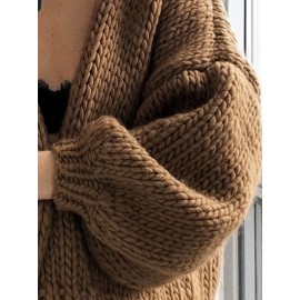 Women's Elegant Sweater Coat - Longline Tunic Jacket with Collar & Tunic Length, Soft Warm Winter Blouse for Fall Winter Layering, Solid Brown (Multi-Color Options Available) - Hand Wash or Dry Clean, H-Line Silhouette, Smooth Texture, Structured Fit, No Buttons, No Belt, All-Season Wear, Chic & Comfortable for Daily & Formal Use, Suitable for Layering or Standalone Use, Sweater Jacket for Women, Cropped Sweater, Winter Cardigans, Coats for Women, Oversized Sweater,