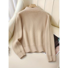 Women's Thick & Soft Sweater with Bow Buttons - Winter Warm Round Neck Long Sleeve Cozy Sweater, Beige & White Cable- Design, All-Season Casual Elegant Pullover for Fall and Winter Layering, Hand Wash or Dry Clean, Solid Color with Bow Detail, Medium Stretch, Relaxed Fit, Fleece Lining for Extra Warmth, Chic and Comfortable for Casual Attire, Cozy Sweaters For Women, Casual Long Sleeve Sweater, Oversized Knit Sweater, Colourfull Loose Sweater For Women,