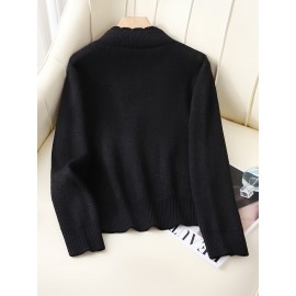 Women's Thick & Soft Sweater with Bow Buttons - Winter Warm Round Neck Long Sleeve Cozy Sweater, Beige & White Cable- Design, All-Season Casual Elegant Pullover for Fall and Winter Layering, Hand Wash or Dry Clean, Solid Color with Bow Detail, Medium Stretch, Relaxed Fit, Fleece Lining for Extra Warmth, Chic and Comfortable for Casual Attire, Cozy Sweaters For Women, Casual Long Sleeve Sweater, Oversized Knit Sweater, Colourfull Loose Sweater For Women,