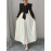 Women's Elegant V-Neck Long Sleeve A-Line Dress with Waist Tie Belt - Pleated Skirt, Machine Washable Solid Color, Spring/Summer Versatile Casual to Formal Wear, Spring Event Attire, Nontransparent Fabric, No Stretch Material