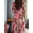 Elegant Women's V-Neck Floral Print Dress with Fitted Bodice & Flowy Skirt - Machine Washable, All-Season Versatile for Casual to Formal Occasions, No Stretch Fabric, Zipper Closure