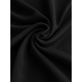 Women'S Fashion Long Sleeve High Neck Asymmetrical Tunic Dress, Solid Color, Polyester, Casual Style, Pencil Skirt, All-Season, Knit Fabric, Adult Size