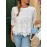 Plus Size, Women's Elegant Blouse - Non-Stretch Semi-Sheer Lace-like Top, Non-Stretchy Formal & Casual Shirt for Brunch, Office, Parties - Machine Washable Women's Clothing, Vacation Style, Feminine Design, Breathable Material, Fashion Top, Party Goers