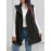 Plus Size - Women'S Plus Size Fuzzy Jacquard Hooded Vest Jacket - Thick Warm Winter Coat with Single-Breasted Button Front, Sleeveless Mid-length Solid Color Elegant Outerwear For Fall & Winter
