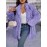 Plus Size - Women'S Plus Size Elegant Furry Coat - Long Sleeve Winter Jacket with Plush Fur Trim, Solid Color Design for Fall/Winter, Casual & Formal Outfits - Easy Care Hand Washable Outerwear