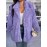 Plus Size - Women'S Plus Size Elegant Furry Coat - Long Sleeve Winter Jacket with Plush Fur Trim, Solid Color Design for Fall/Winter, Casual & Formal Outfits - Easy Care Hand Washable Outerwear