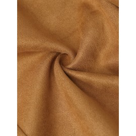 1pc Women'S Plus Size Casual Polyester Jacket with Faux Buttons, Solid Color Knitted Open Front Collar, Stretch Fabric, Autumn/Winter Outerwear