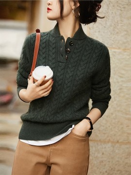 Women'S Sweater - Soft Pullover Sweater with V-Neck, Loose Fit Long Sleeve Top for Everyday & Formal Outfits - All-Season Layering Essential in Green